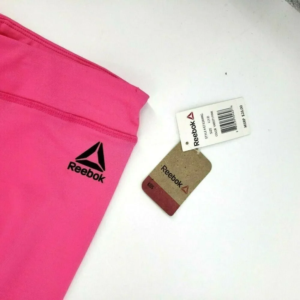 NEW Reebok Girls Pink Sweatpants Size 12 Large Work Out Black‎ Spell Out Gym
